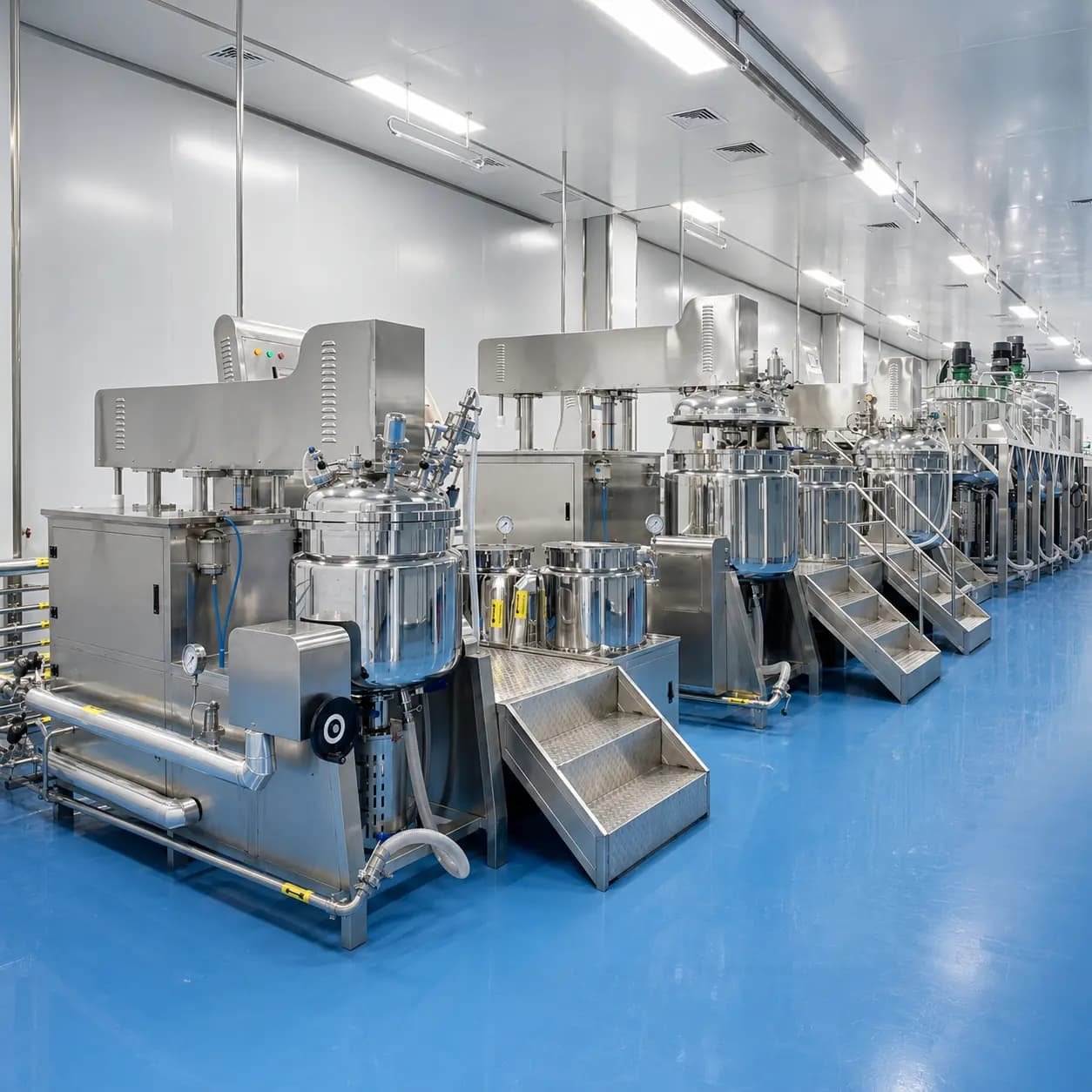 Cosmetic production mixing equipment installed in factory