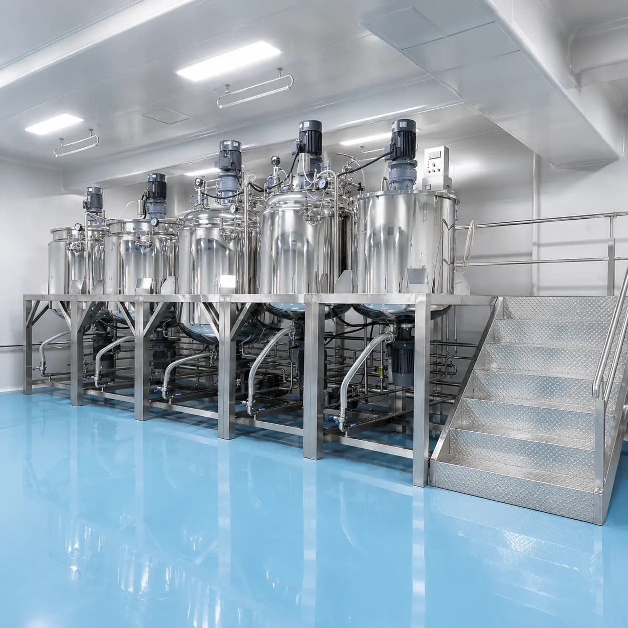 Multi-tank liquid mixing system for cosmetic and daily chemical manufacturing